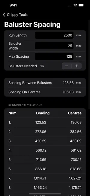Baluster Spacing screenshot
